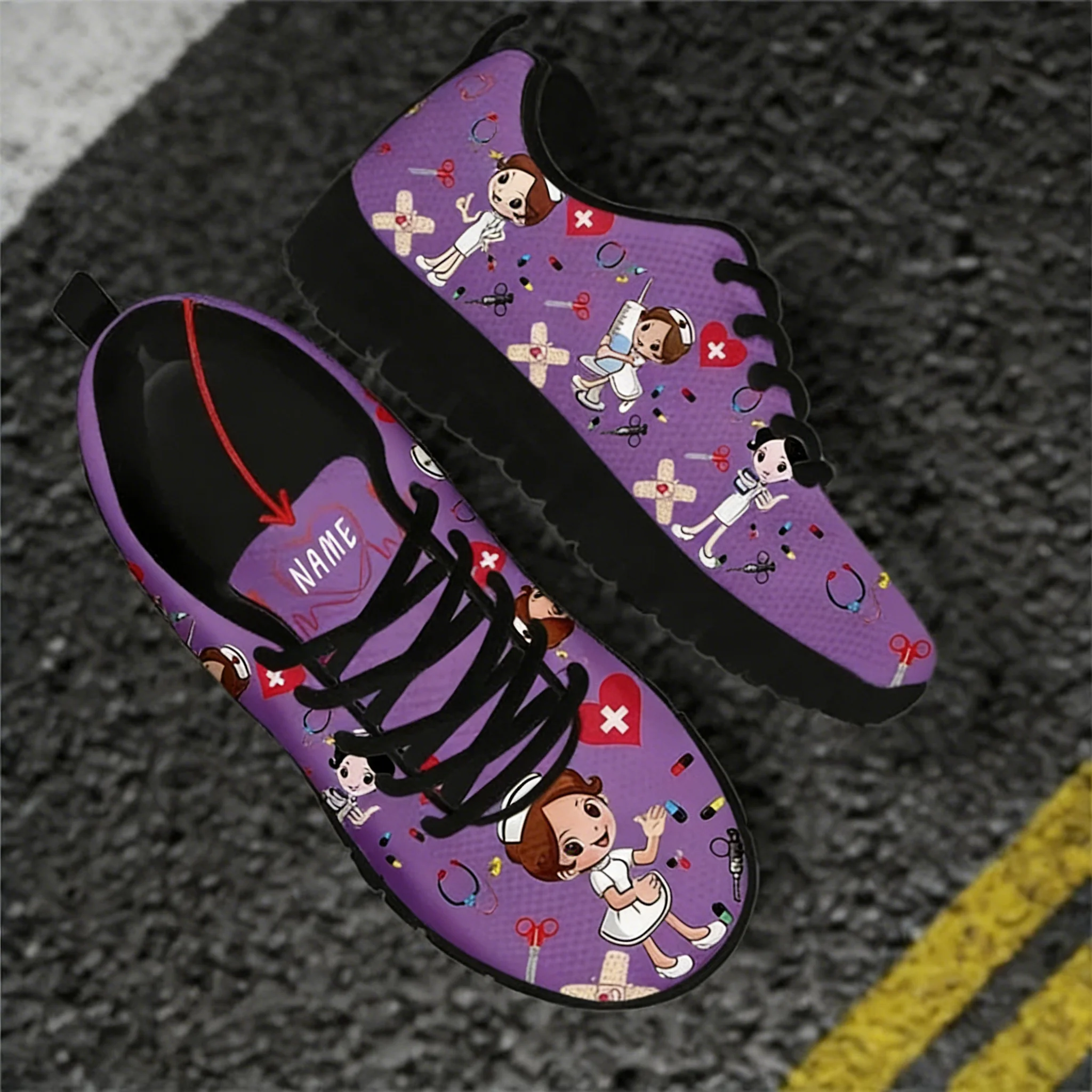 Women Shoes Name - Custom Name Nurse Shoes Mesh Flat
