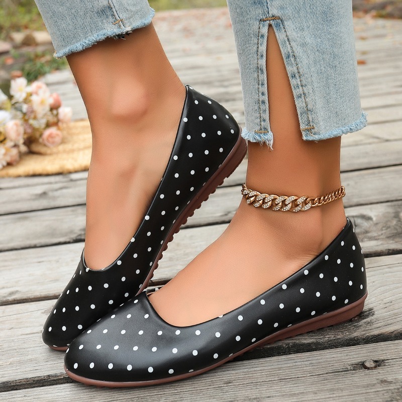 Ladies White Polka Dot Flats R - Shoes For Women Flats recension och pris