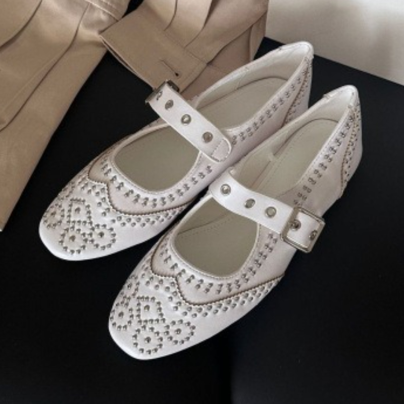 Retro Rivet Buckle Design Flat - Women Shoes Branded recension och pris