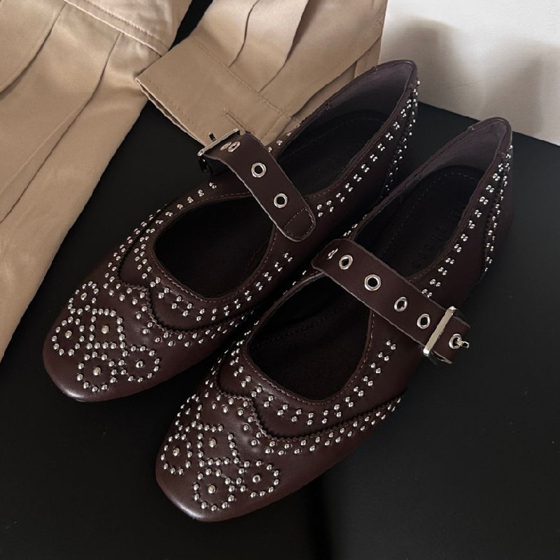 Retro Rivet Buckle Design Flat - Women Shoes Branded recension och pris