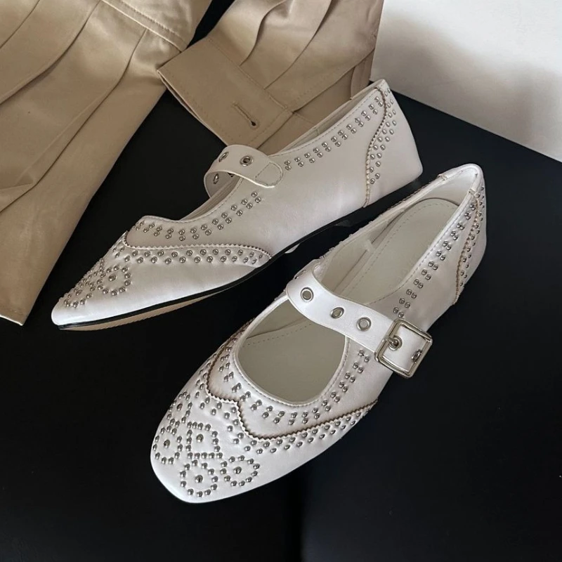 Retro Rivet Buckle Design Flat - Women Shoes Branded recension och pris