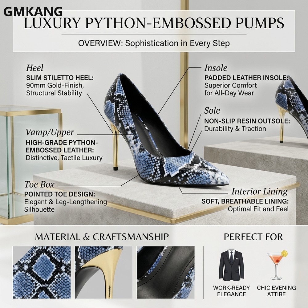 Women Snake Print Pointed Toe  - Court Heel Pointed recension och pris