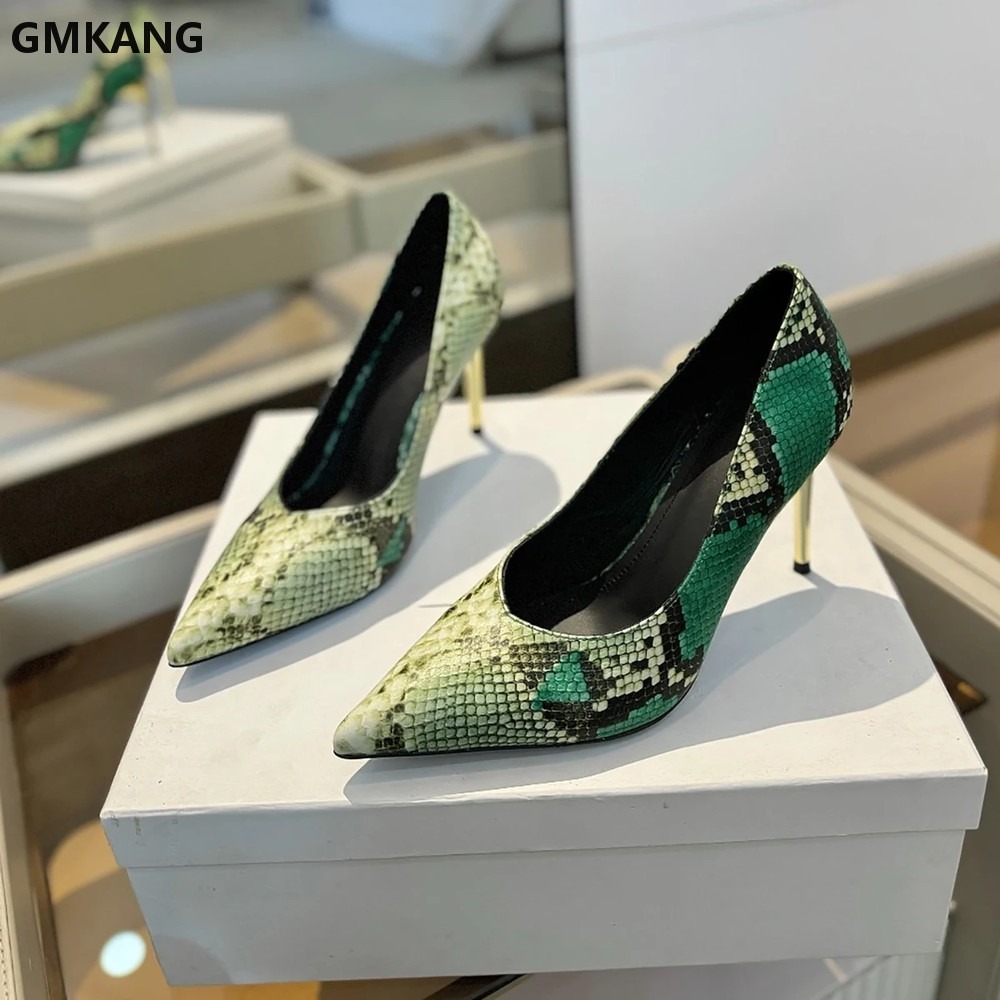 Women Snake Print Pointed Toe  - Court Heel Pointed recension och pris