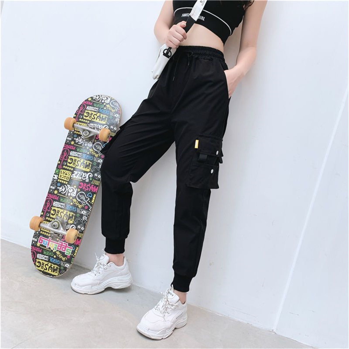 Black Cargo Pants Women Casual - Women Shoes Joggers recension och pris