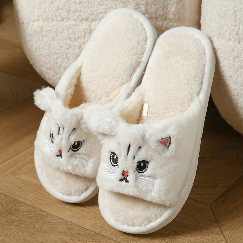 Cute Cat Plush Flip Flops For  - Women Shoes For Winter recension och pris