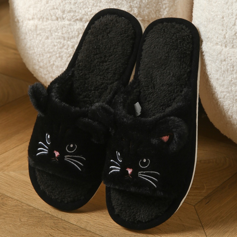 Cute Cat Plush Flip Flops For  - Women Shoes For Winter recension och pris
